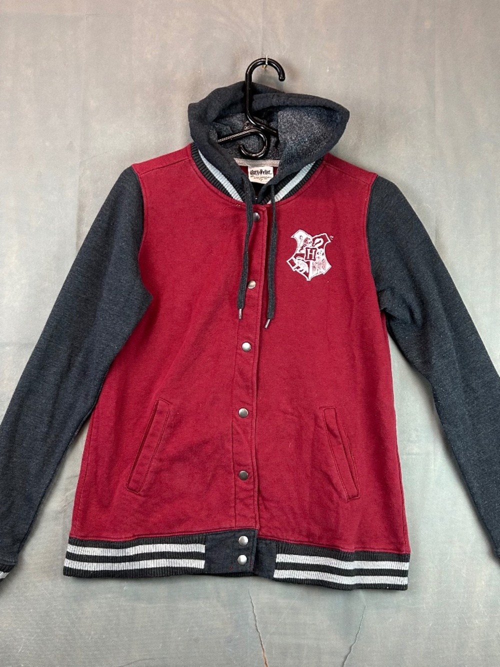 Harry Potter Hogwarts Hoodie Varsity Hoodie Womens Red/Dark Gray Size Medium